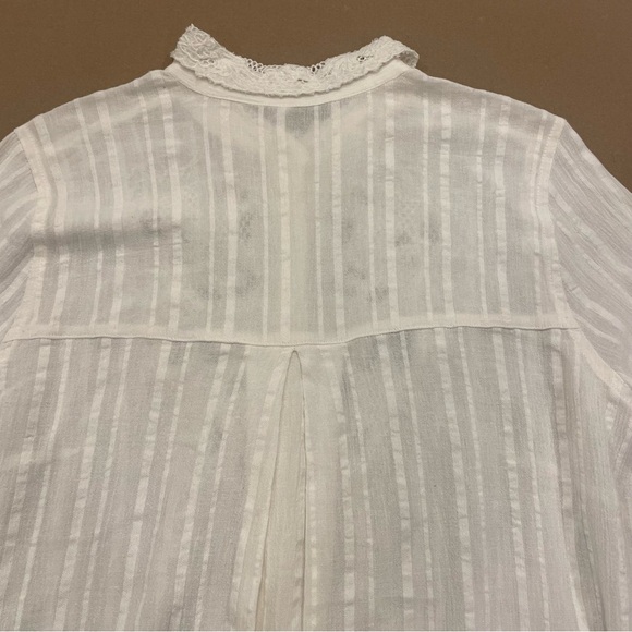 Free People Carter Dobby Embroidered/ Lace Button Down Top Size Large New W Tag - Picture 8 of 11